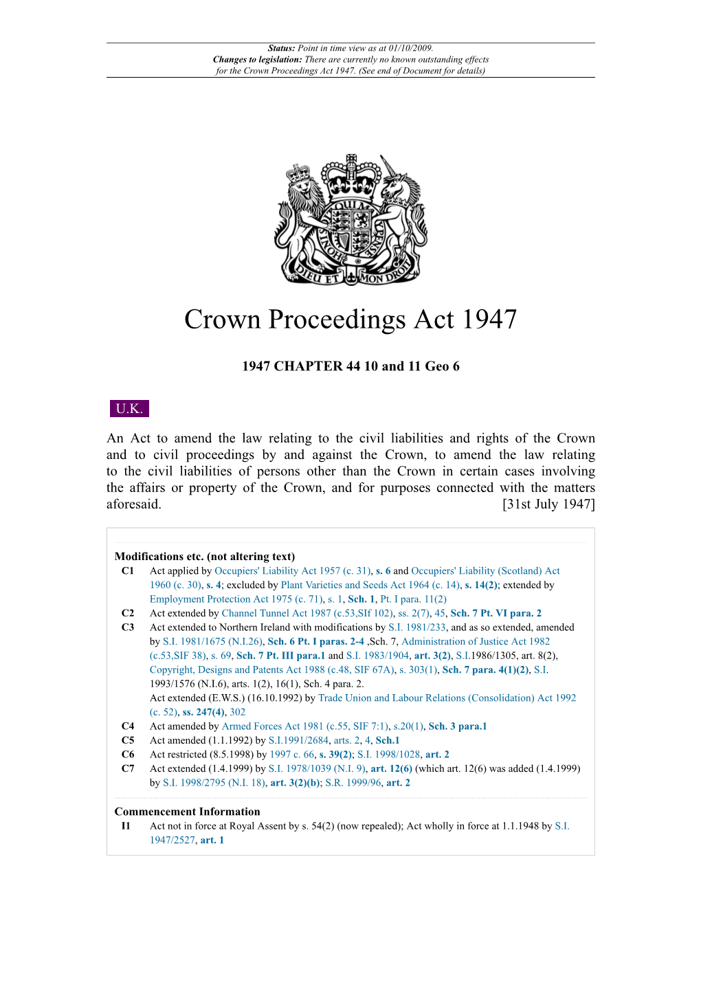 Crown Proceedings Act 1947