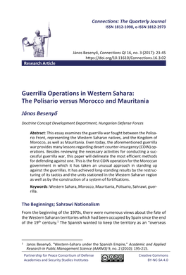 Guerrilla Operations in Western Sahara: the Polisario Versus Morocco and Mauritania
