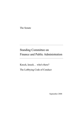 Inquiry Into the Lobbying Code of Conduct