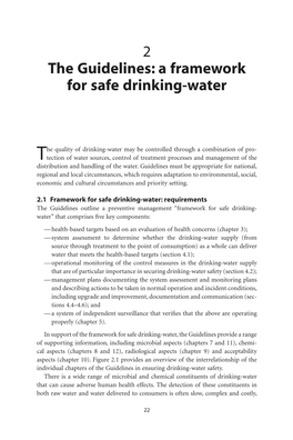 2 the Guidelines: a Framework for Safe Drinking-Water