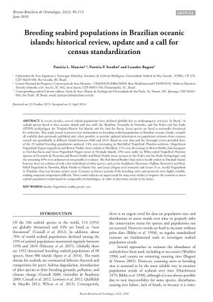 Breeding Seabird Populations in Brazilian Oceanic Islands: Historical Review, Update and a Call for Census Standardization
