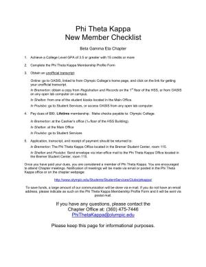 Phi Theta Kappa New Member Checklist