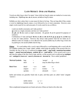 Latin Meter I: Ovid and Martial