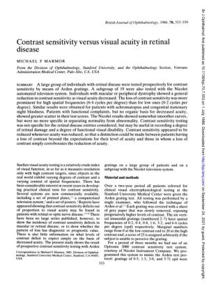 Contrast Sensitivity Versus Visual Acuity in Retinal Disease