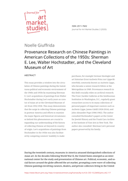 Noelle Giuffrida Provenance Research on Chinese Paintings in American Collections of the 1950S: Sherman E