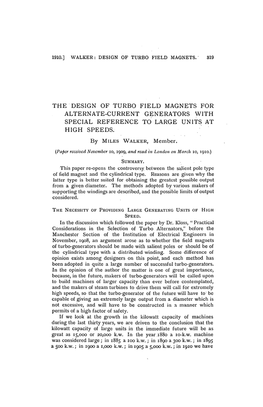 The Design of Turbo Field Magnets for Alternate-Current Generators with Special Reference to Large Units at High Speeds