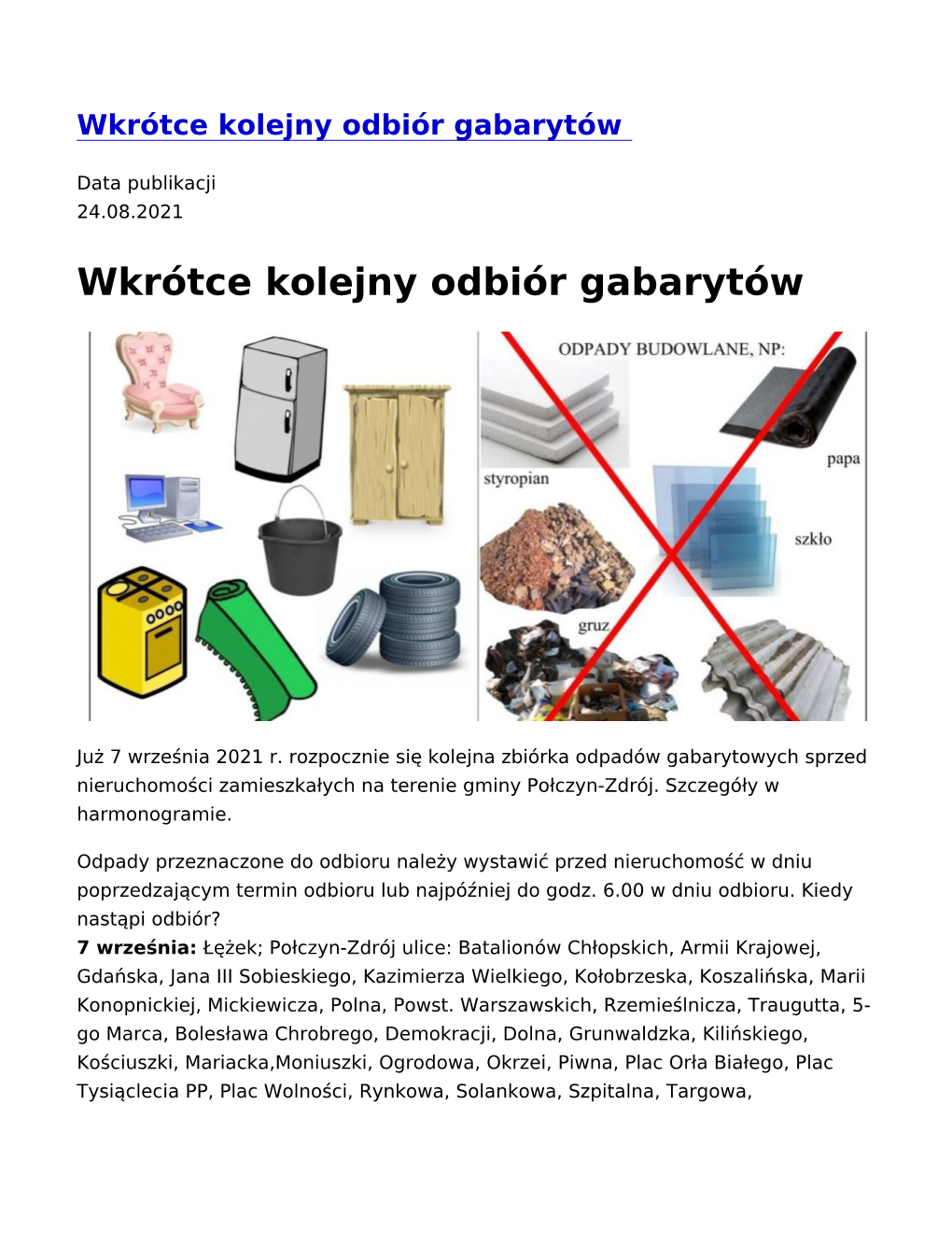 Wkrótce Kolejny Odbiór Gabarytów