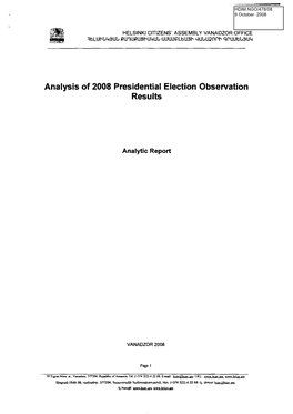 Analysis of 2008 Presidential Election Observation Results