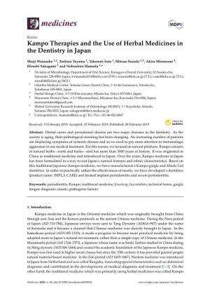 Kampo Therapies and the Use of Herbal Medicines in the Dentistry in Japan