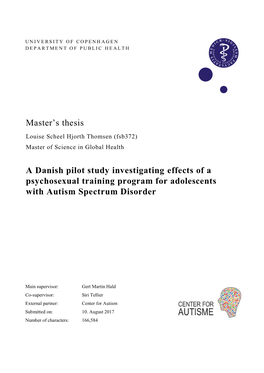 A Danish Pilot Study Investigating Effects of a Psychosexual Training Program for Adolescents with Autism Spectrum Disorder