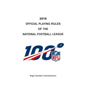 2019 Official Playing Rules of the National Football League