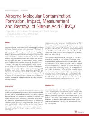 Airborne Molecular Contamination: Formation, Impact, Measurement and Removal of Nitrous Acid (HNO2) Jürgen M