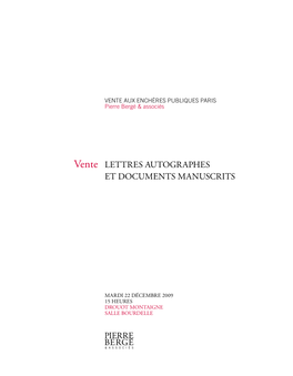 Lettres Autographes Et Documents Manuscrits