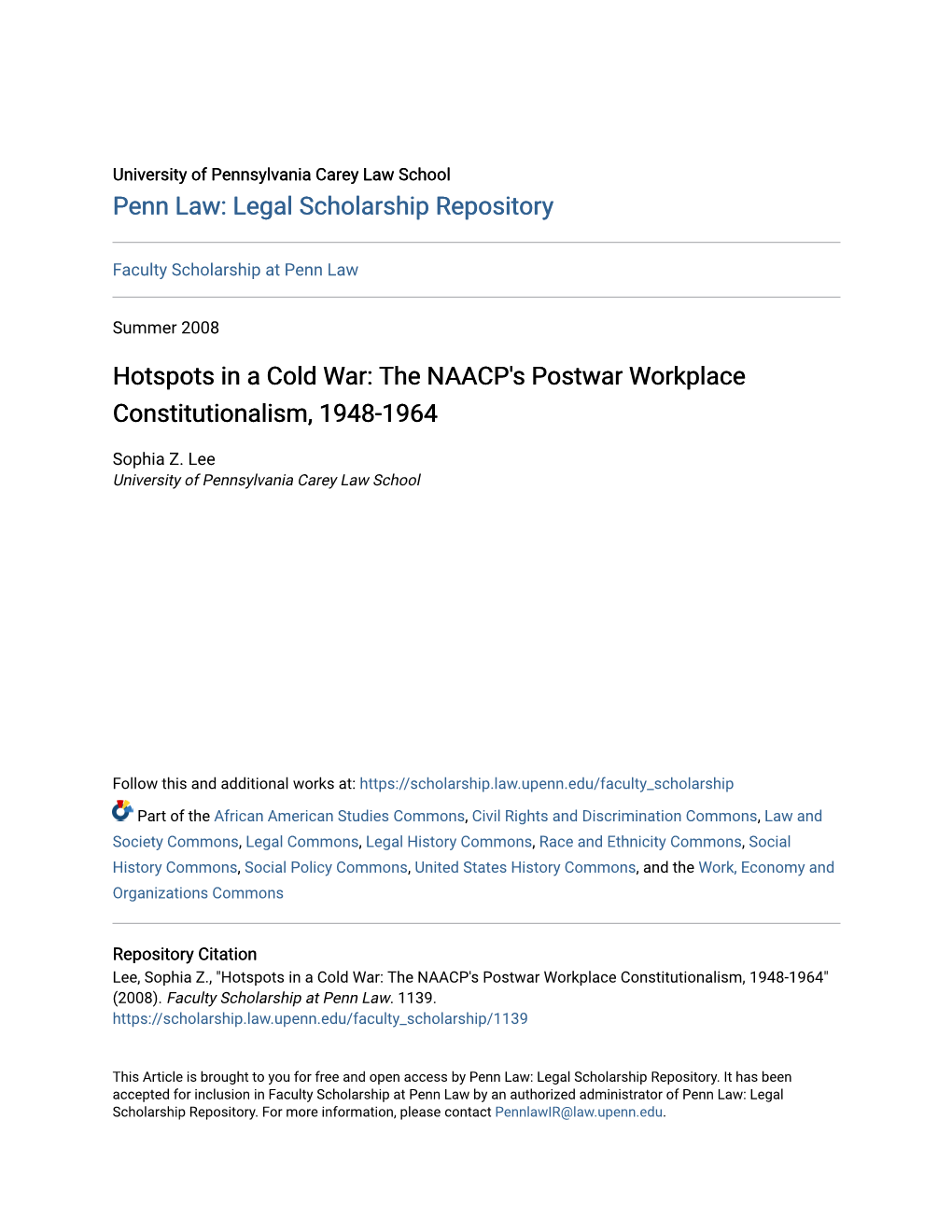 The NAACP's Postwar Workplace Constitutionalism, 1948-1964