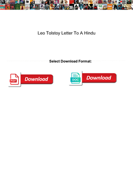 Leo Tolstoy Letter to a Hindu