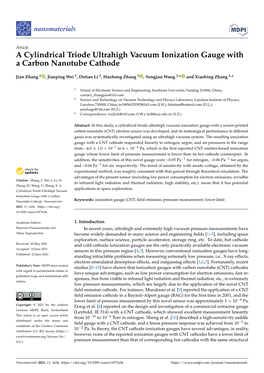 A Cylindrical Triode Ultrahigh Vacuum Ionization Gauge with a Carbon Nanotube Cathode