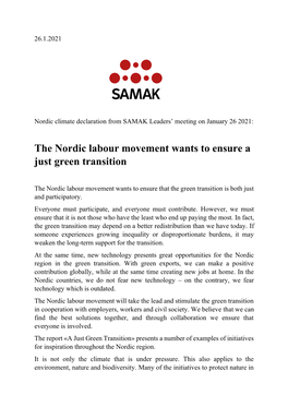The Nordic Labour Movement Wants to Ensure a Just Green Transition