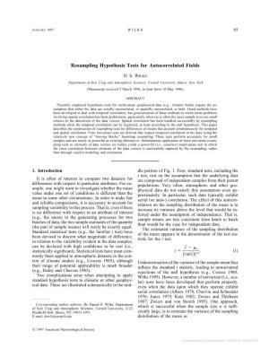 Resampling Hypothesis Tests for Autocorrelated Fields