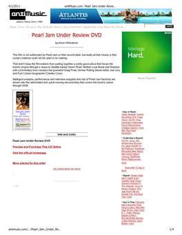 Antimusic.Com: Pearl Jam Under Review DVD Review