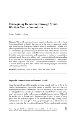 Reimagining Democracy Through Syria's Wartime Sharia Committees