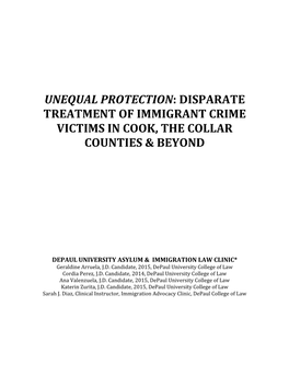 Unequal Protection: Disparate Treatment of Immigrant Crime Victims in Cook, the Collar Counties & Beyond