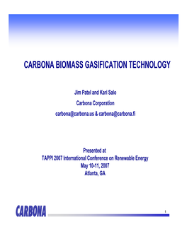 Carbona Biomass Gasification Technology