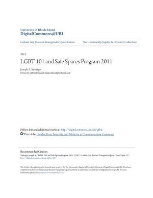 LGBT 101 and Safe Spaces Program 2011 Joseph A