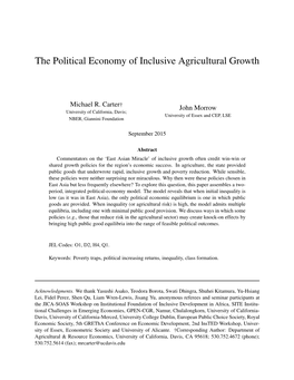 The Political Economy of Inclusive Agricultural Growth