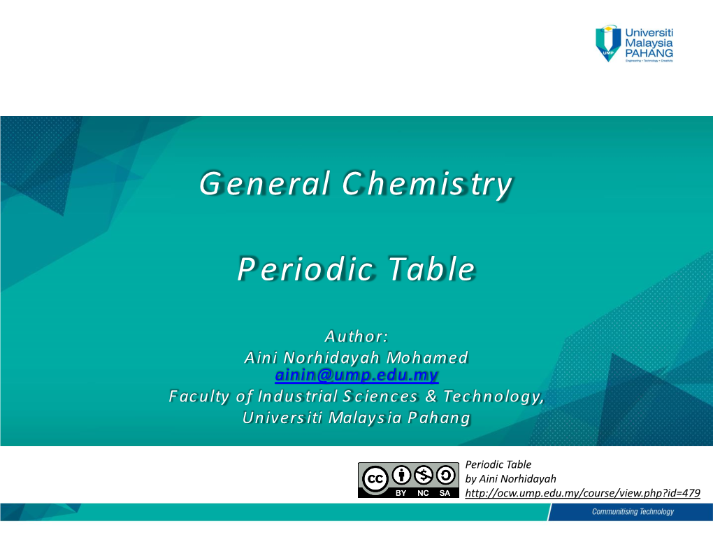 General Chemistry Periodic Table