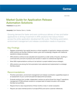 Gartner Market Overview for Application Release Automation