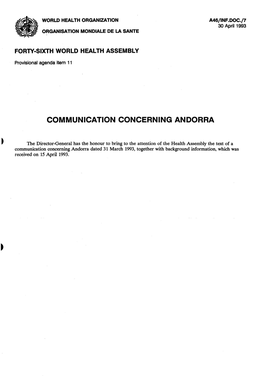 Communication Concerning Andorra