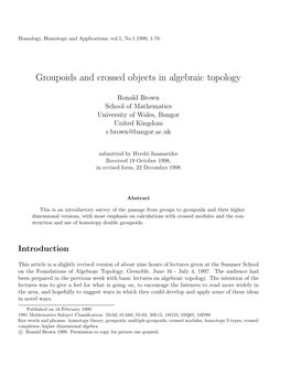 Groupoids and Crossed Objects in Algebraic Topology