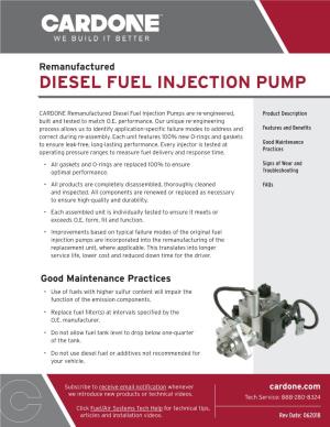 CPCX Cardone Reman Diesel Fuel Injection Pump Mkt(BRO)