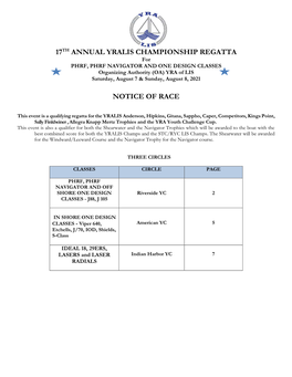 17Th Annual Yralis Championship Regatta