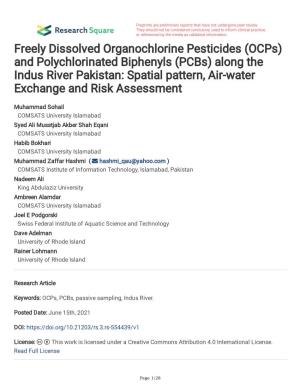 (Ocps) and Polychlorinated Biphenyls (Pcbs) Along the Indus River Pakistan: Spatial Pattern, Air-Water Exchange and Risk Assessment