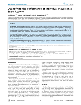 Quantifying the Performance of Individual Players in a Team Activity