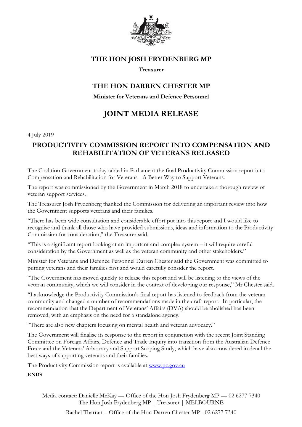 Joint Media Release
