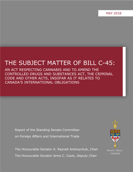 The Subject Matter of Bill C-45
