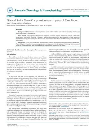 Bilateral Radial Nerve Compression (Crutch Palsy): a Case Report Ingrid T