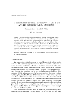 ML Estimation of the T Distribution Using EM and Its Extensions, ECM