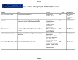 NOCEI Libraries Indexing Project (NOCEI LIP) 2Nd Edition