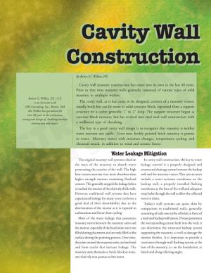 Cavity Wall Construction Cavity Wall