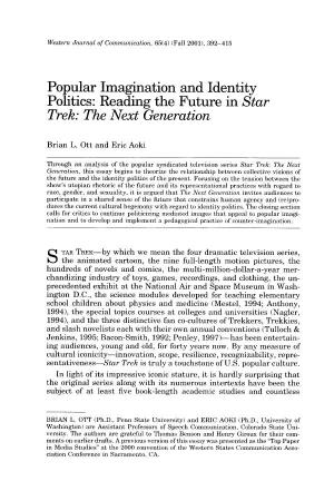 Popular Imagination and Identity Politics: Reading the Future in Star Trek: Next Generation