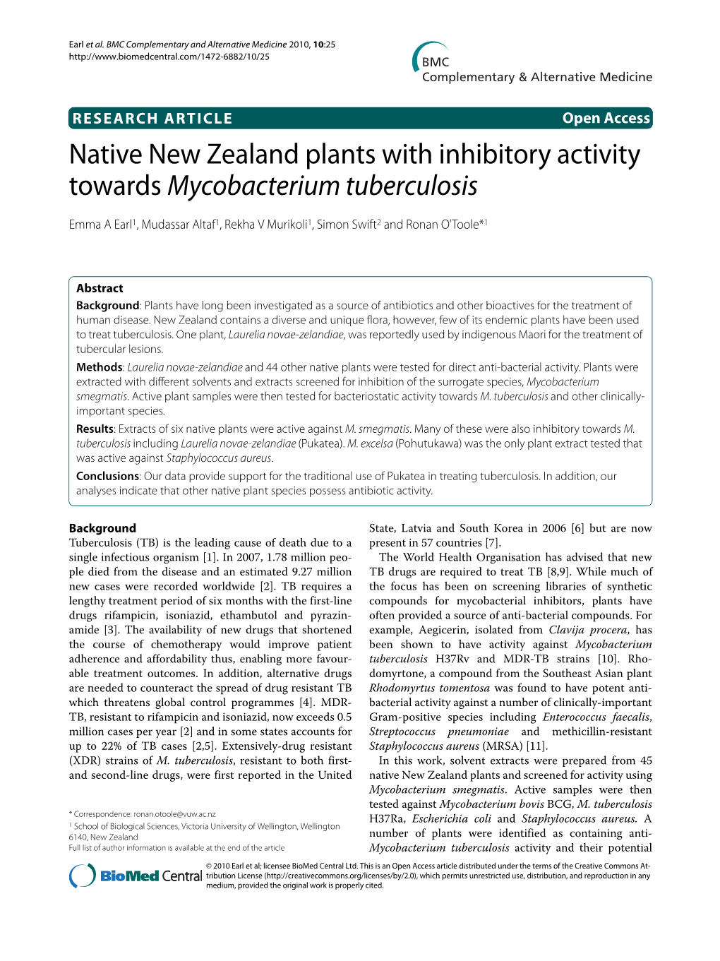 Native New Zealand Plants with Inhibitory Activity Towards