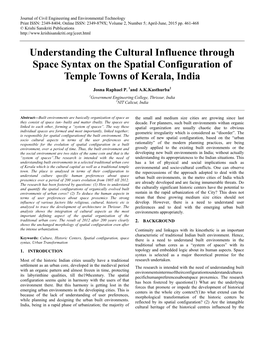 Understanding the Cultural Influence Through Space Syntax on the Spatial Configuration of Temple Towns of Kerala, India