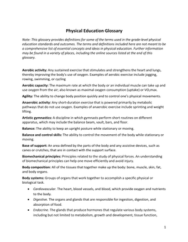 Physical Education Glossary