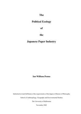 The Political Ecology of the Japanese Paper Industry