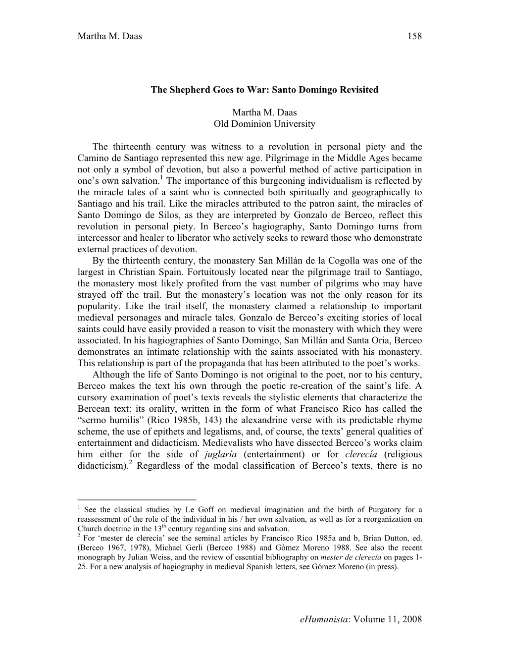 Volume 11, 2008 158 the Shepherd Goes to War: Santo Domingo Revisited Martha M. Daas Old Dominion