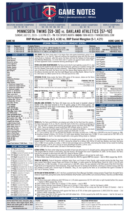 Twins Notes, 7-21 Vs