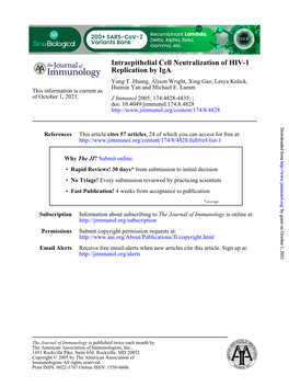 Replication by Iga Intraepithelial Cell Neutralization of HIV-1